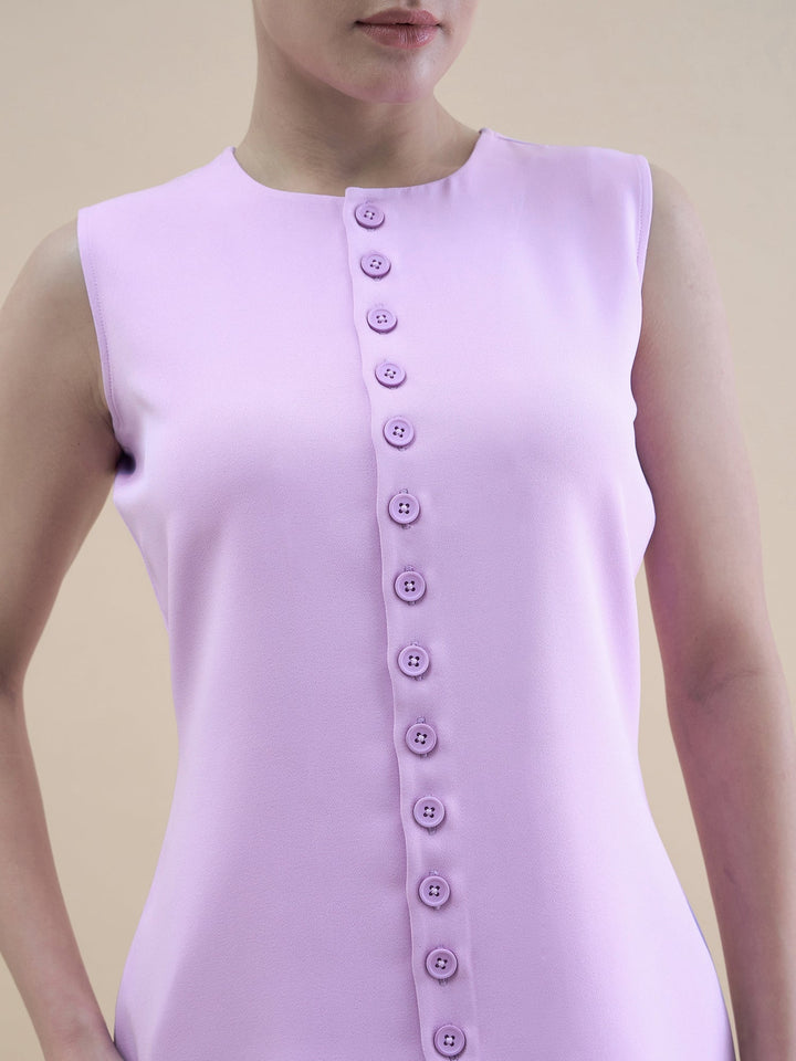 Lavender-Polyester-Waistcoat-With-Loose-Fit-Trouser-Set