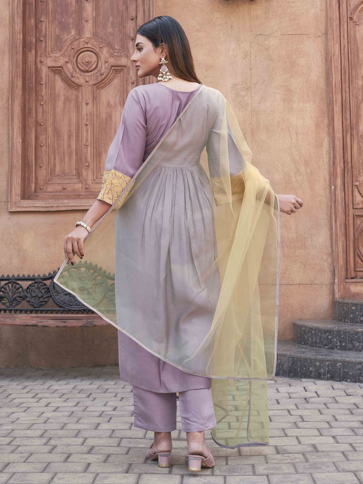 Lavender-Silk-Blend-Embroidered-Flared-3-Piece-Kurta-Set