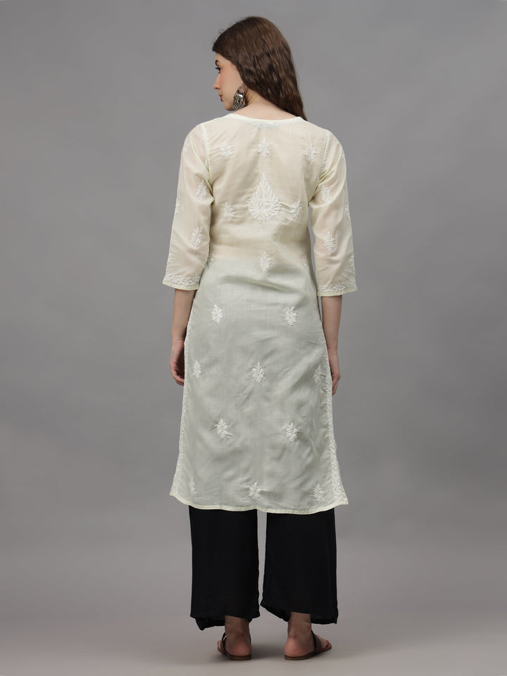 Lemon-&-White-Cotton-Embroidered-Chikankari-Kurta