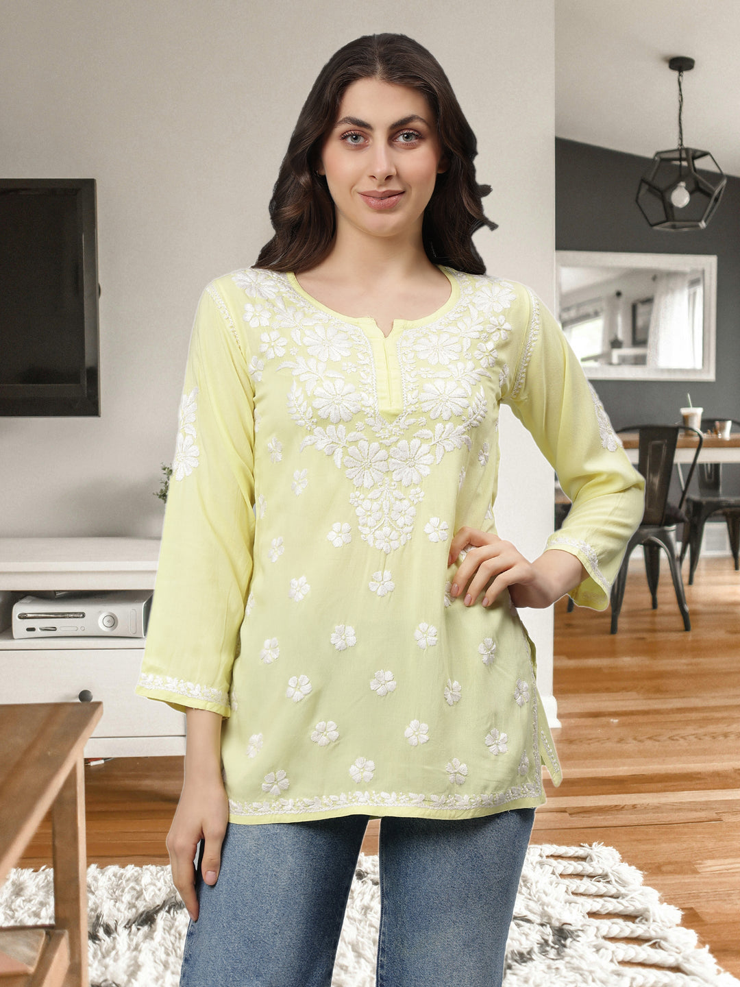 Lemon-Rayon-Lucknowi-Chikankari-Tunic-ONLY