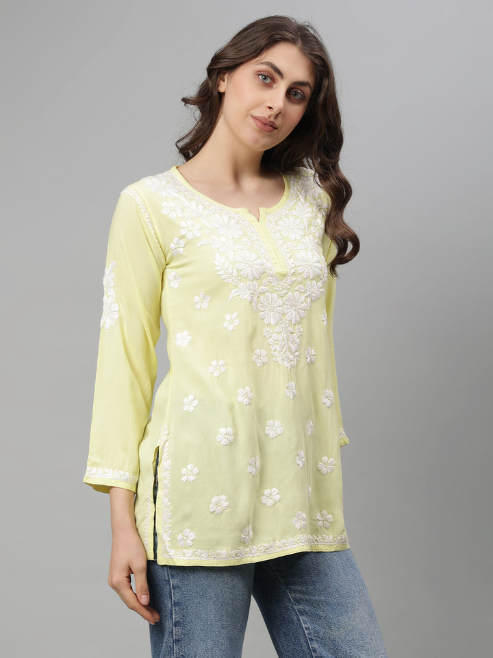 Lemon-Rayon-Lucknowi-Chikankari-Tunic-ONLY
