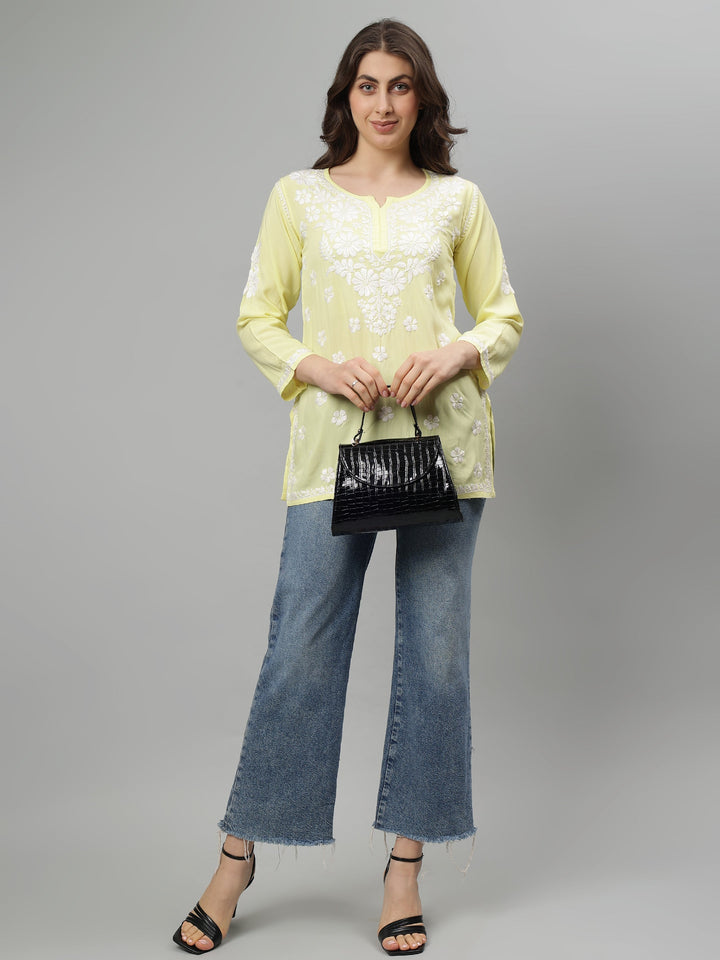 Lemon-Rayon-Lucknowi-Chikankari-Tunic-ONLY