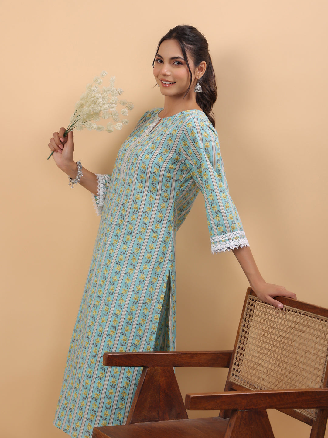 Light-Blue-Cambric-Floral-Regular-2-Piece-Kurta-Set