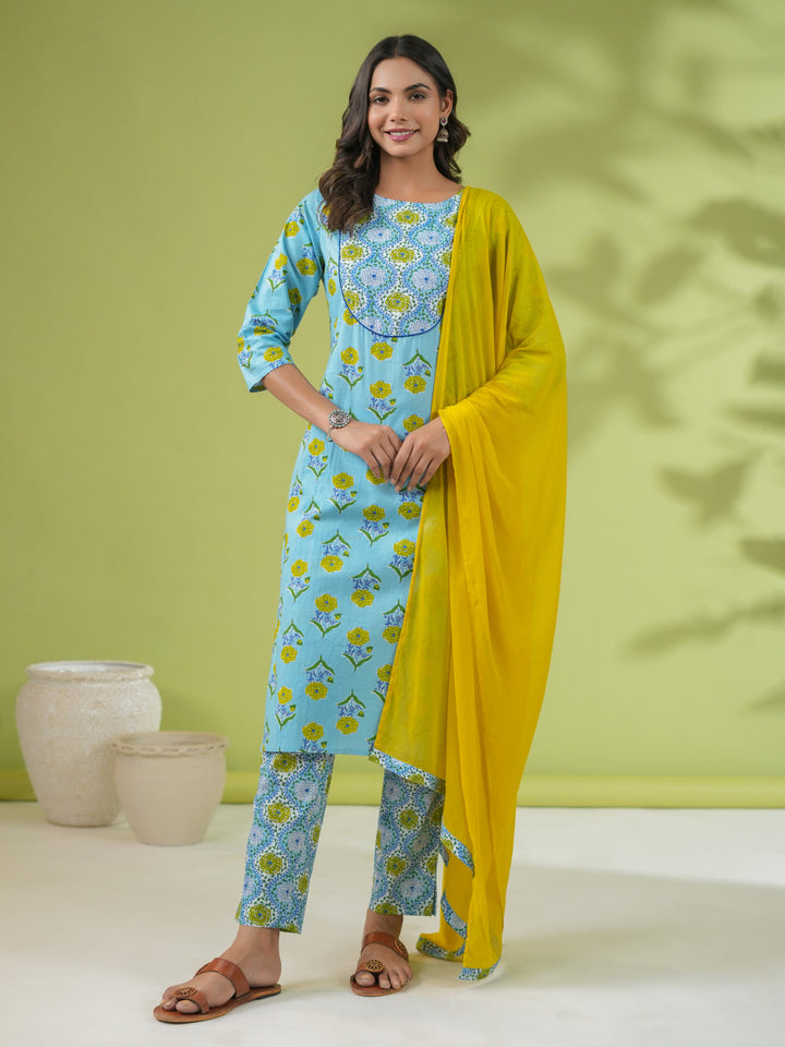 Light-Blue-Cotton-Floral-Printed-3-Piece-Kurta-Set