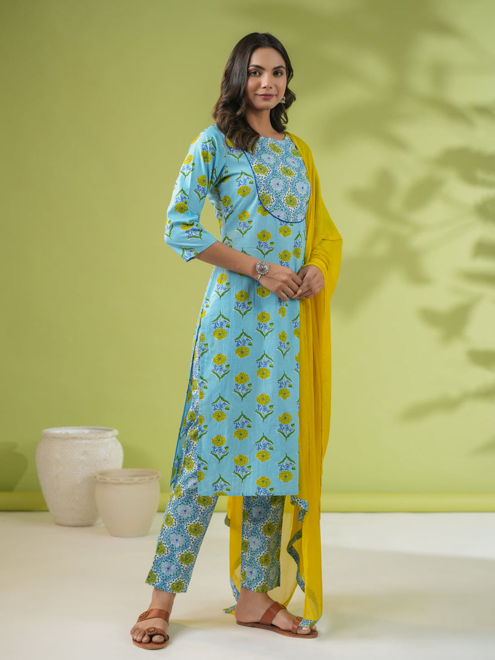 Light-Blue-Cotton-Floral-Printed-3-Piece-Kurta-Set