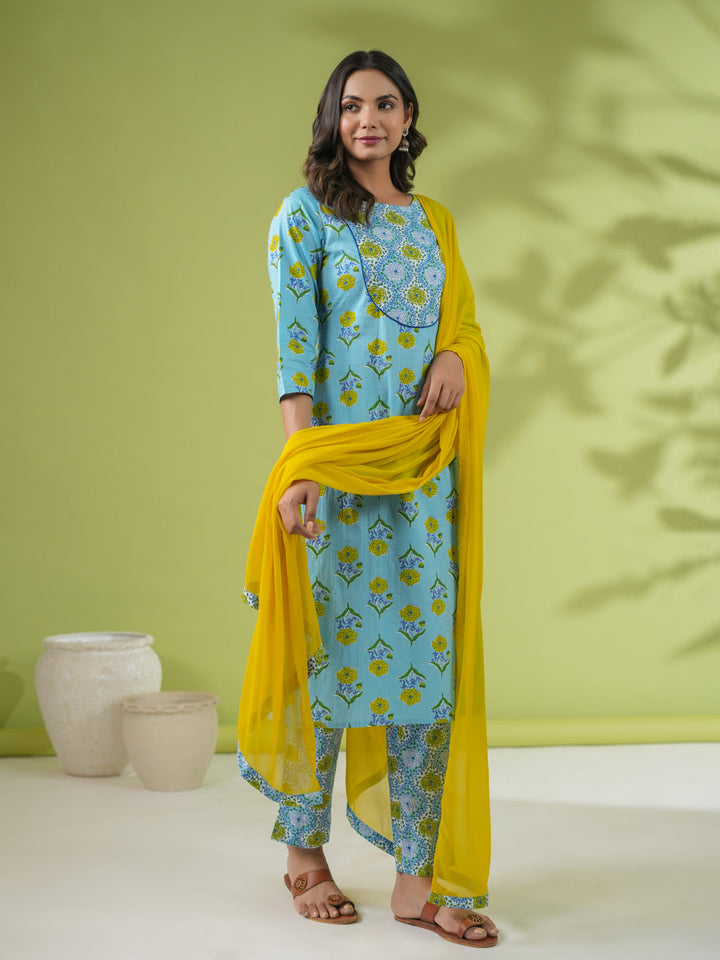 Light-Blue-Cotton-Floral-Printed-3-Piece-Kurta-Set