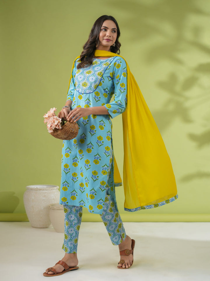 Light-Blue-Cotton-Floral-Printed-3-Piece-Kurta-Set