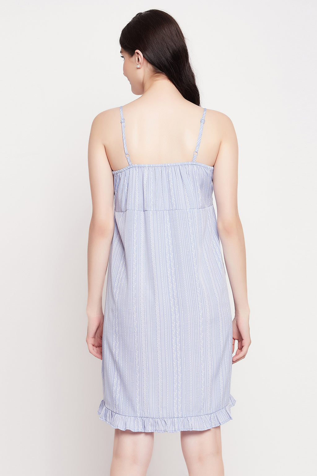 Light-Blue-Crepe-Striped-Resort-Wear-Slip-Dress