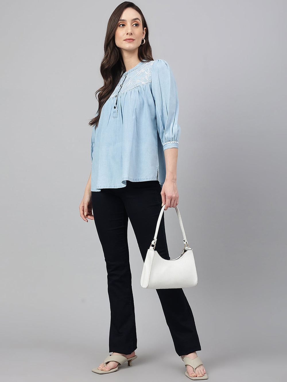 Light-Blue-Denim-Embroidered-Flared-Top