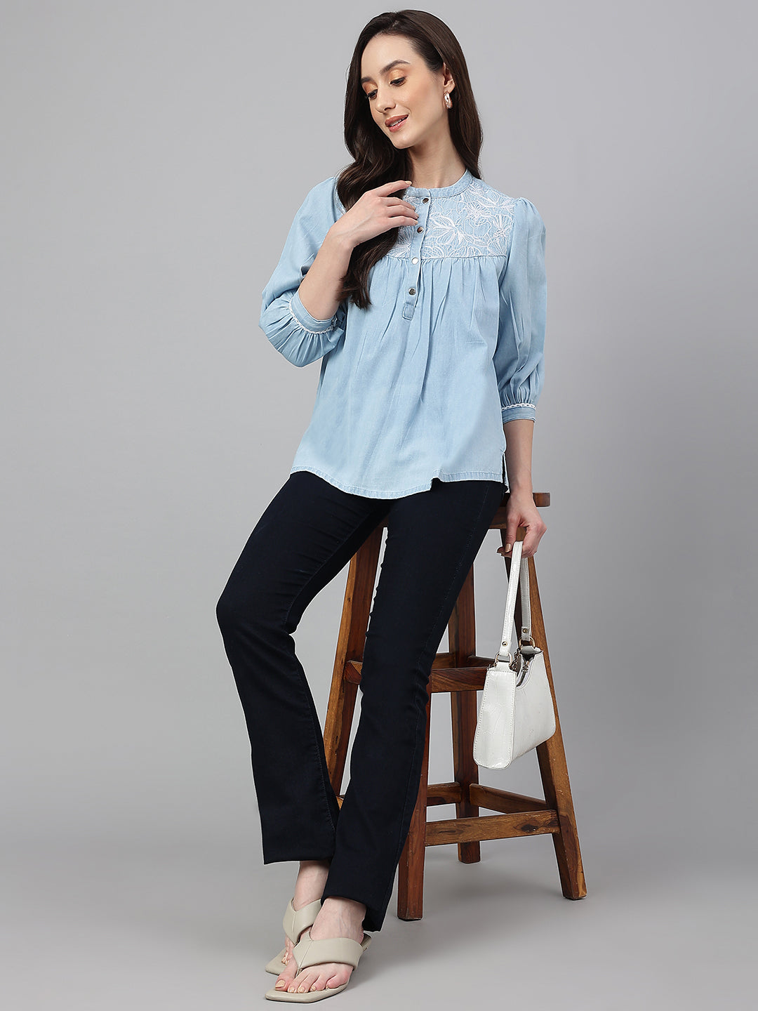 Light-Blue-Denim-Embroidered-Flared-Top