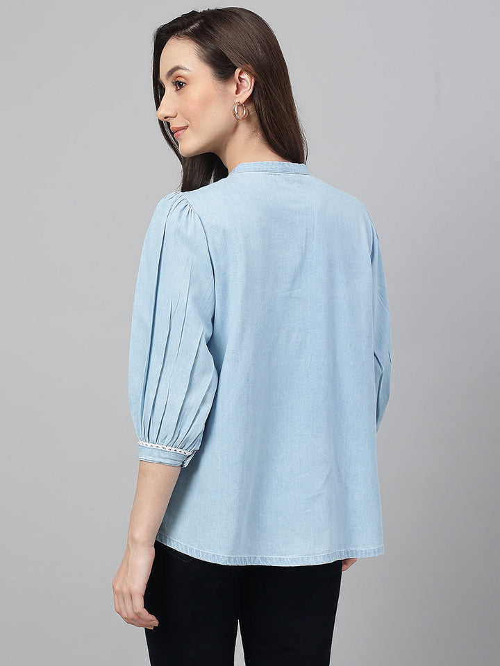 Light-Blue-Denim-Embroidered-Flared-Top