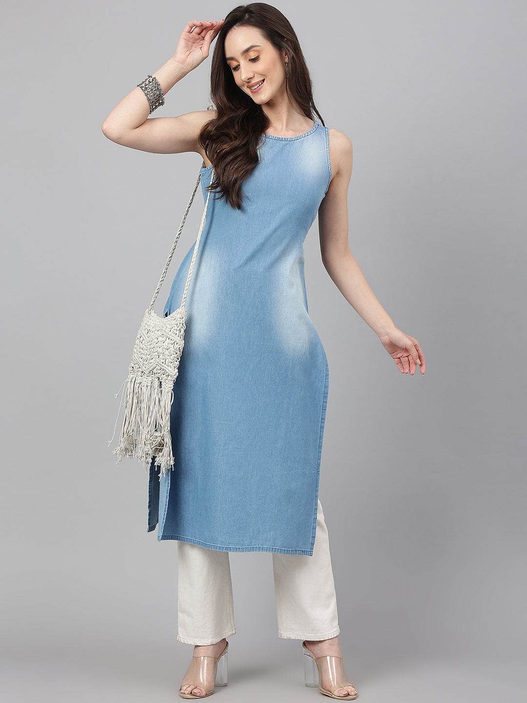 Light-Blue-Denim-Solid-Straight-Kurta