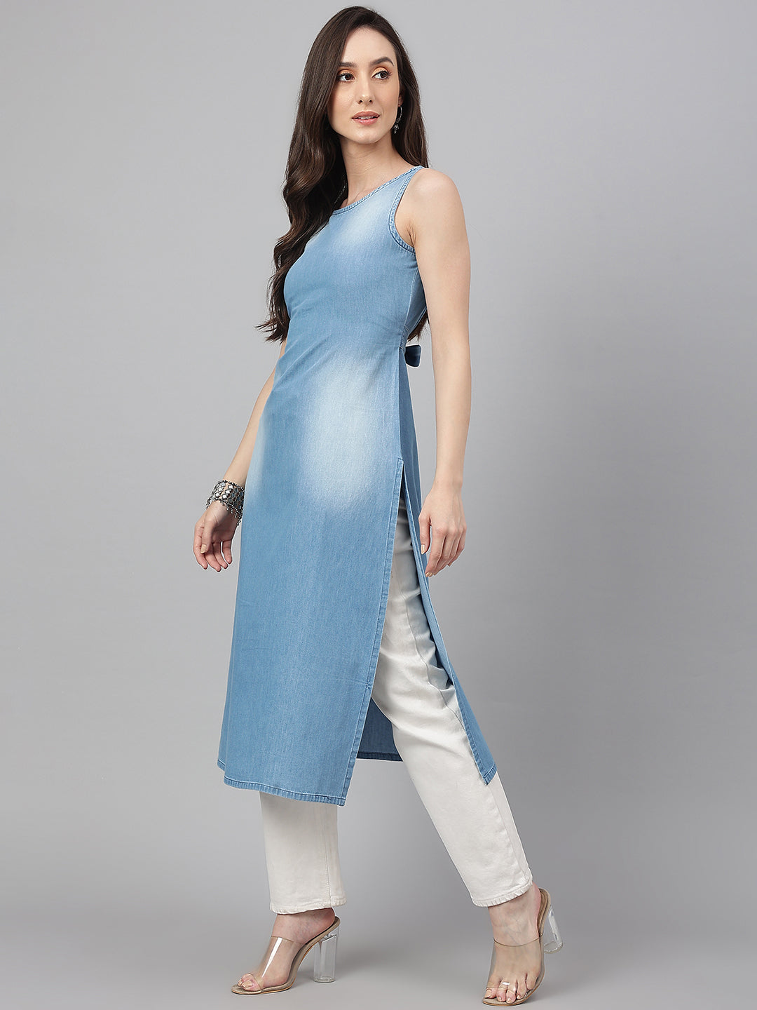 Light-Blue-Denim-Solid-Straight-Kurta