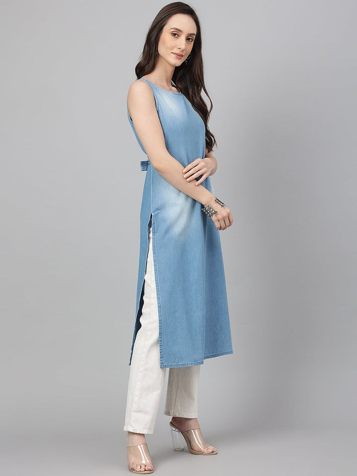 Light-Blue-Denim-Solid-Straight-Kurta