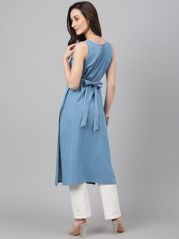 Light-Blue-Denim-Solid-Straight-Kurta