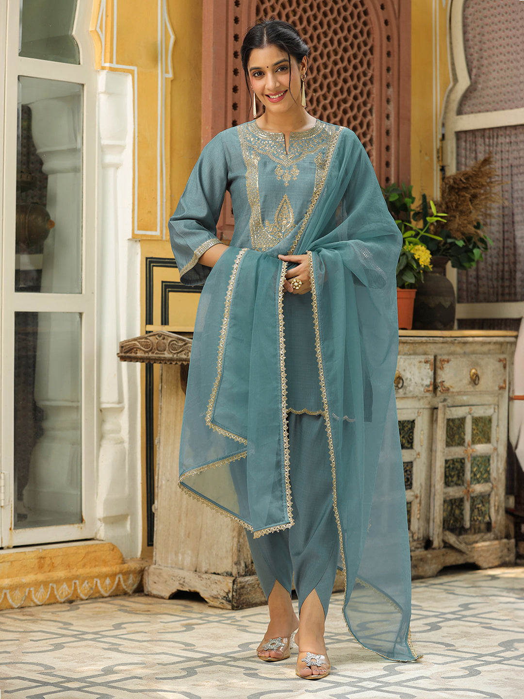 Light-Blue-Silk-Blend-Solid-3-Piece-Kurta-Set