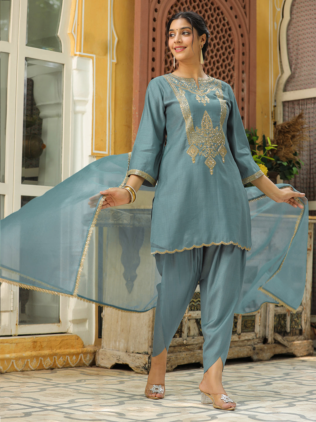 Light-Blue-Silk-Blend-Solid-3-Piece-Kurta-Set