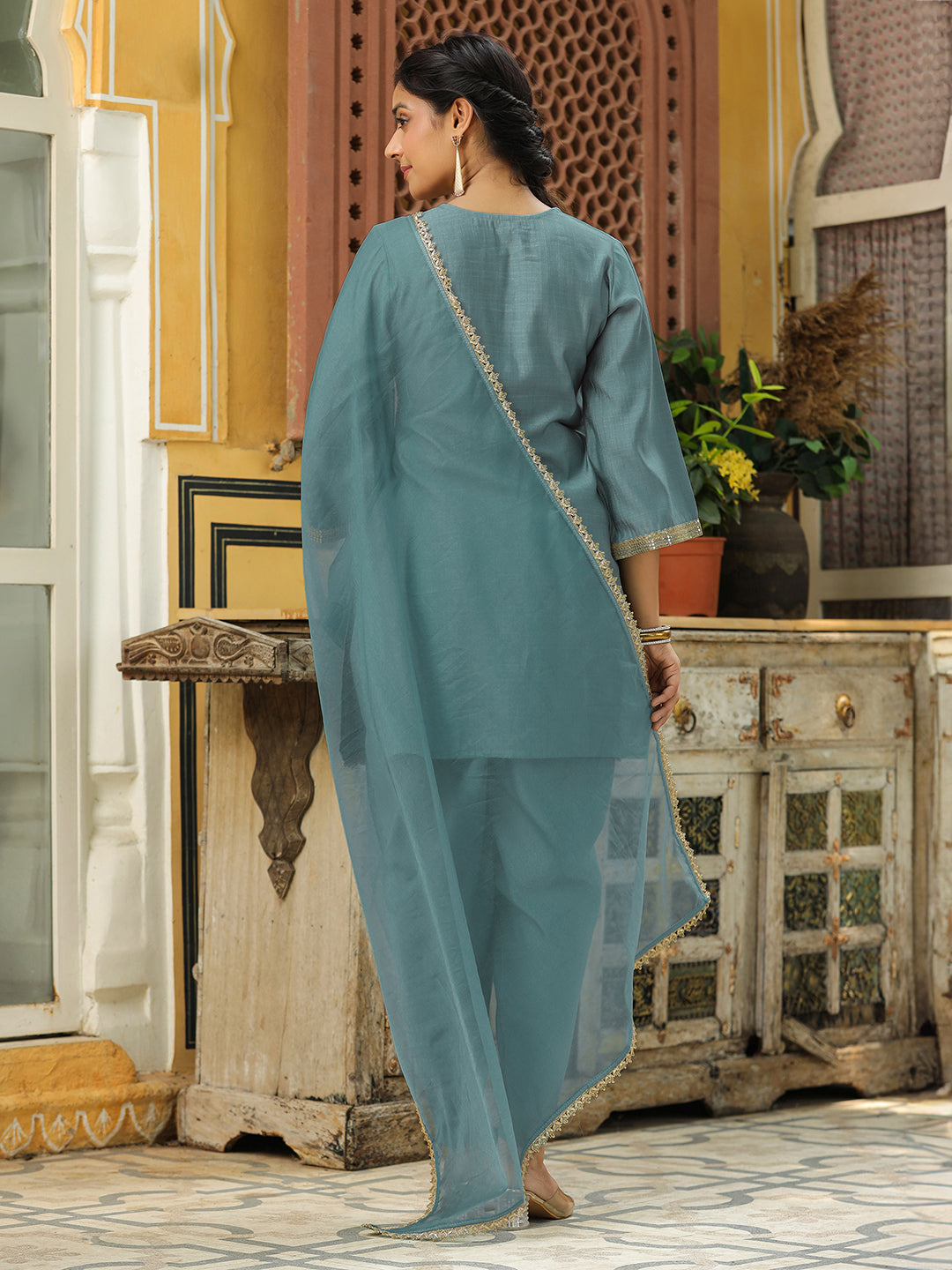 Light-Blue-Silk-Blend-Solid-3-Piece-Kurta-Set