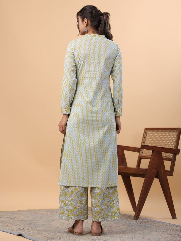 Light-Blue-&-Aqua-Cambric-Regular-2-Piece-Kurta-Set