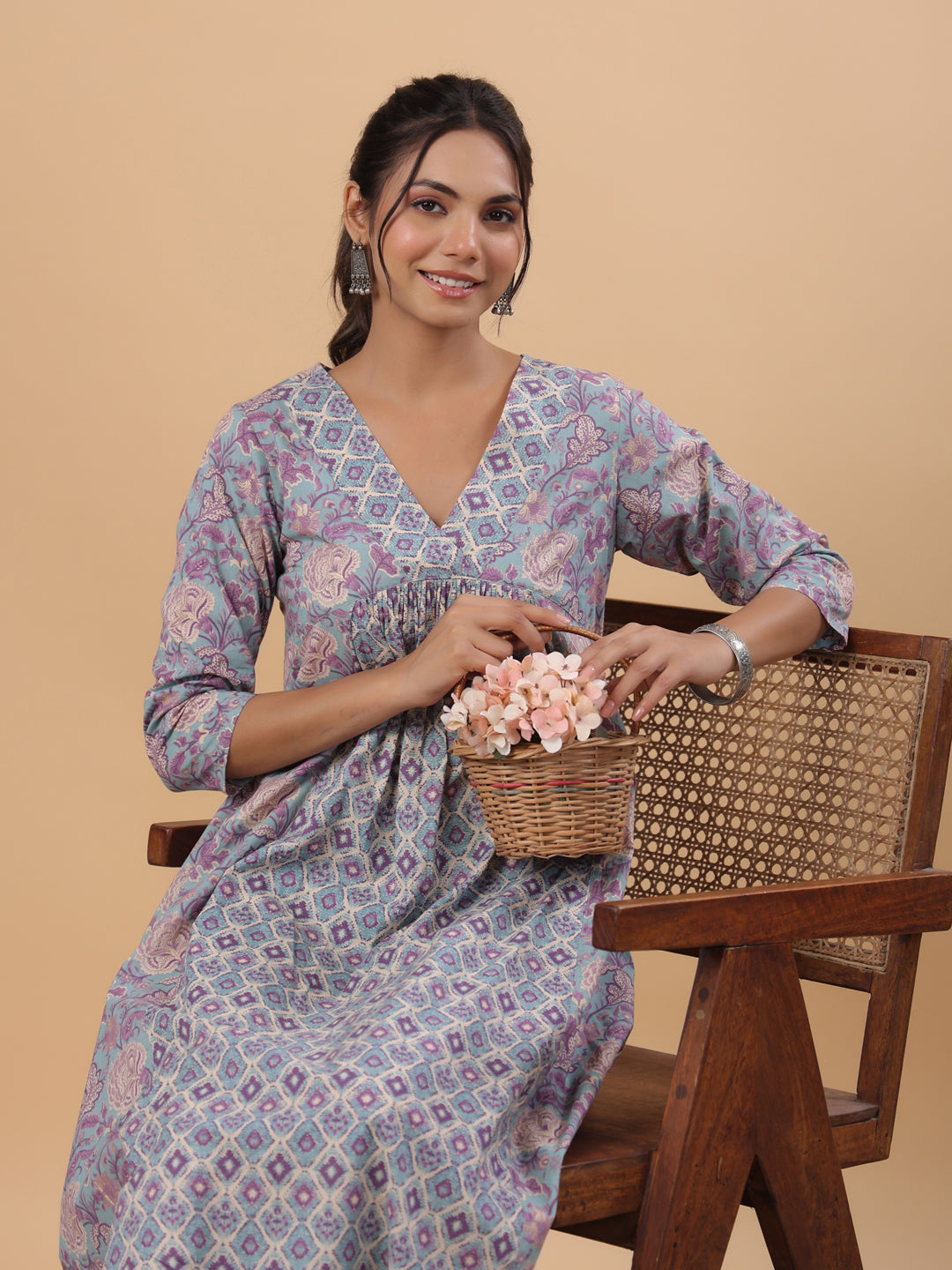 ZERESOUQ-Light-Blue-&-Multicolor-Cambric-Panelled-2-Piece-Kurta-Set
