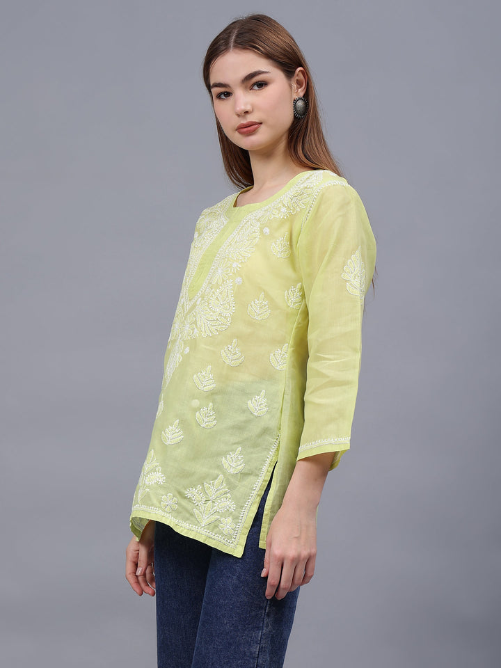 Light-Green-Terivoil-Cotton-Embroidered-Chikankari-Tunic