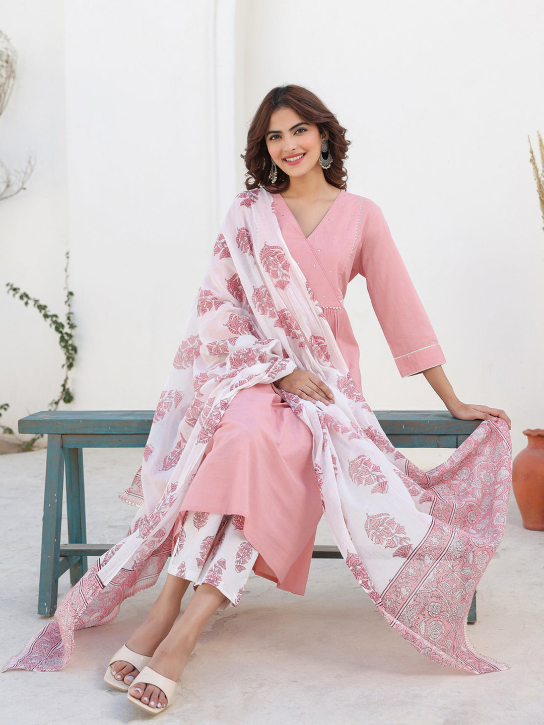 White-Cotton-A-Line-Embellished-3-Piece-Kurta-Set