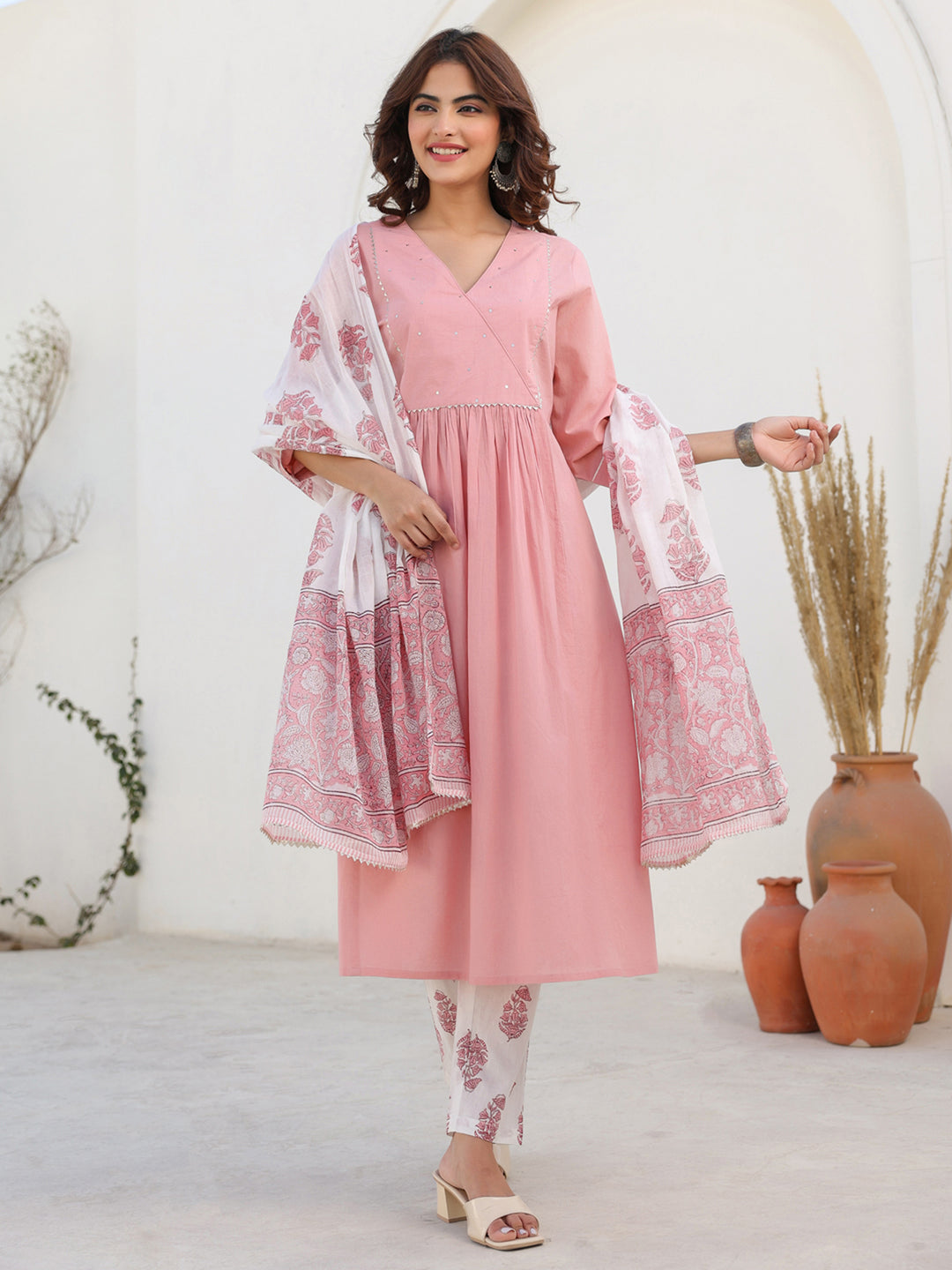 White-Cotton-A-Line-Embellished-3-Piece-Kurta-Set