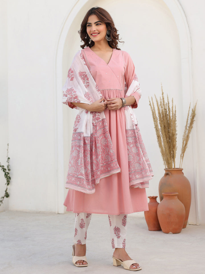 White-Cotton-A-Line-Embellished-3-Piece-Kurta-Set