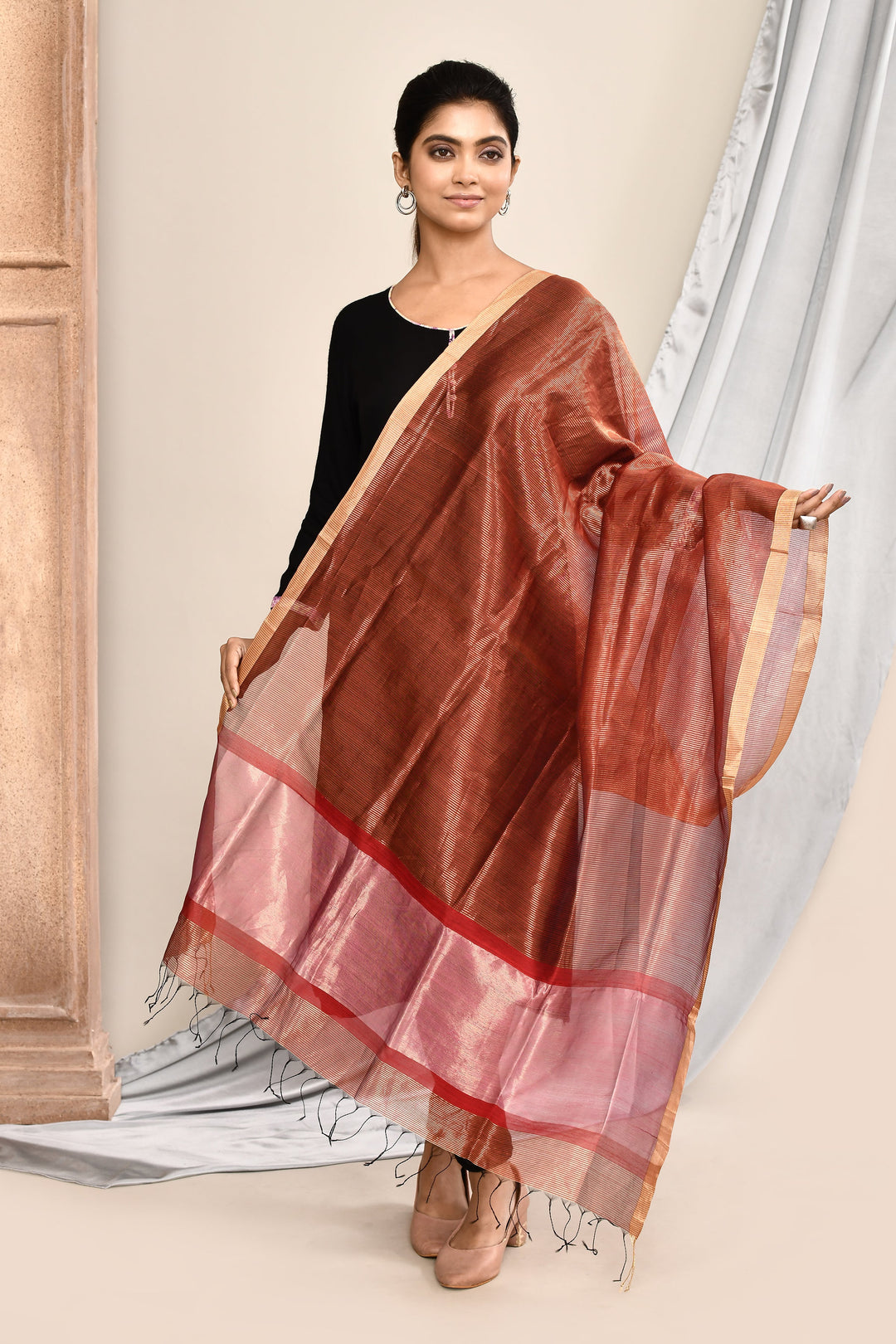 ZERESOUQ-Light-Red-Maheshwari-Dupatta