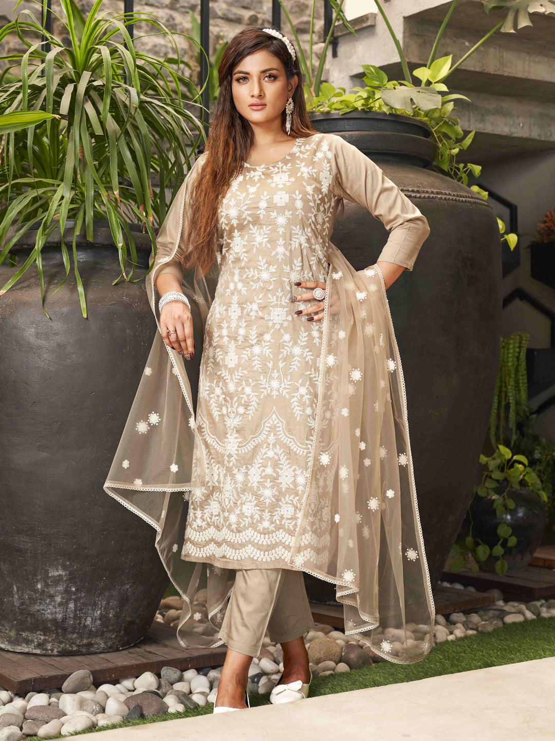Light-Coffee-Cotton-Chikankaari-Work-Kurta-Set