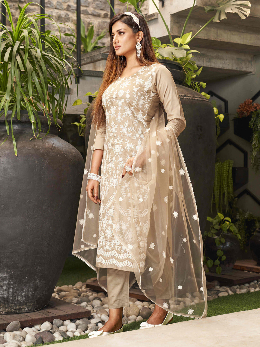 Light-Coffee-Cotton-Chikankaari-Work-Kurta-Set