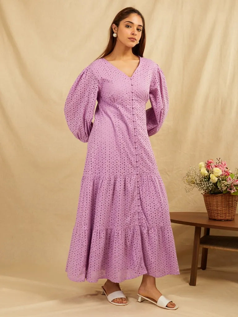 Lilac-Cotton-Schiffli-Broadries-Long-Dress