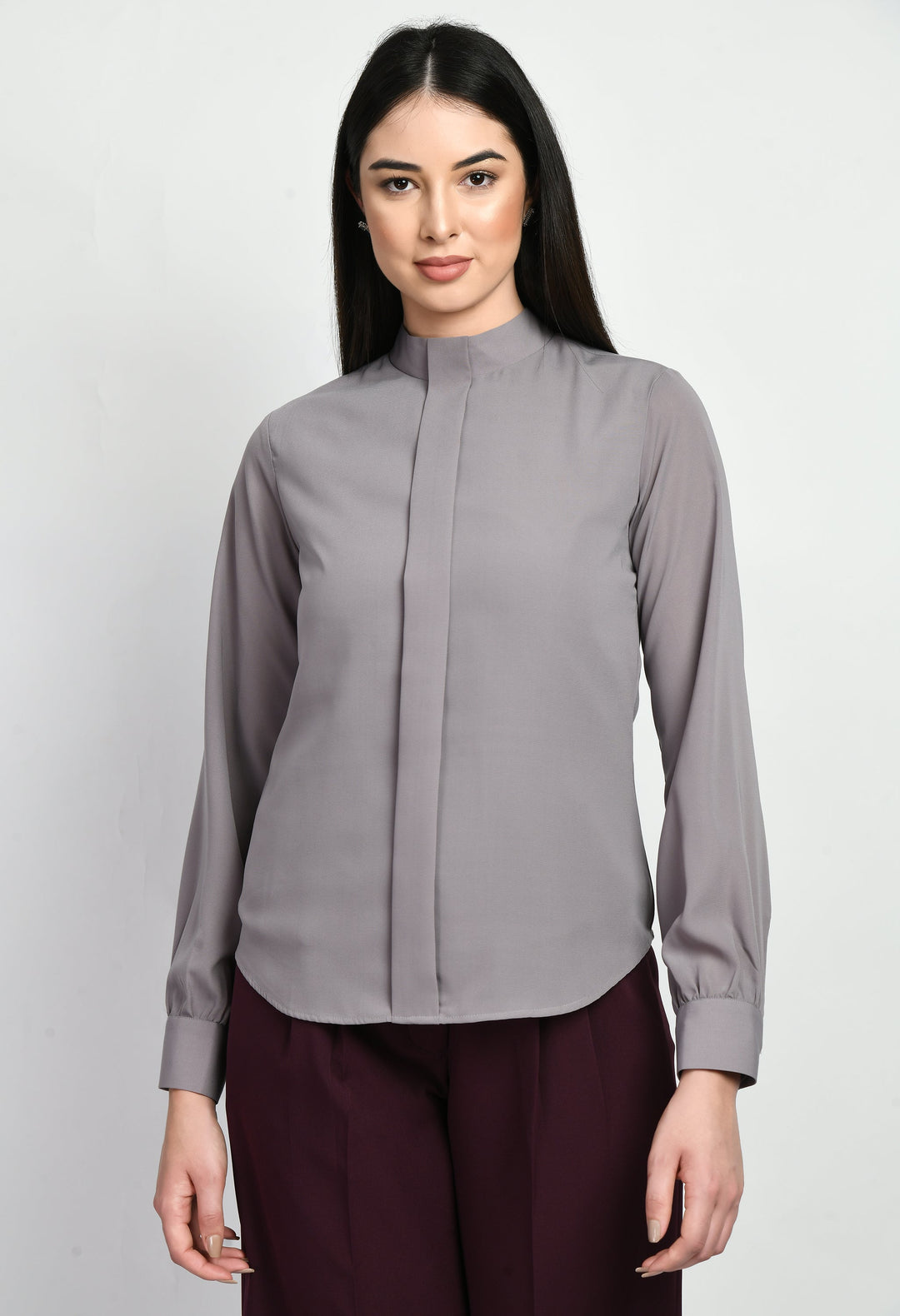 Lilac-Grey-Foresight-High-Neck-Front-Pleat-Top