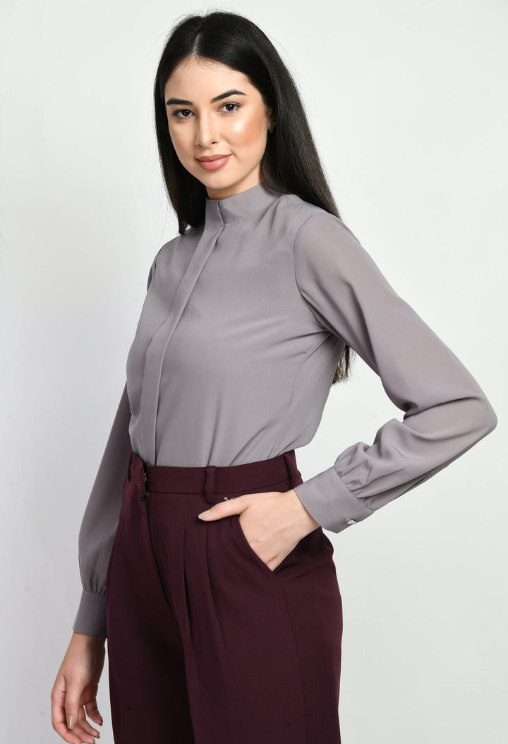 Lilac-Grey-Foresight-High-Neck-Front-Pleat-Top