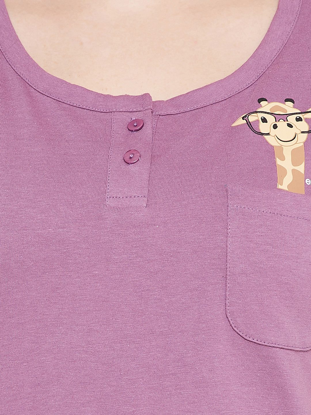 Lilac-Purple-Cotton-Emoji-Print-Top-&-Solid-Pyjama-Set