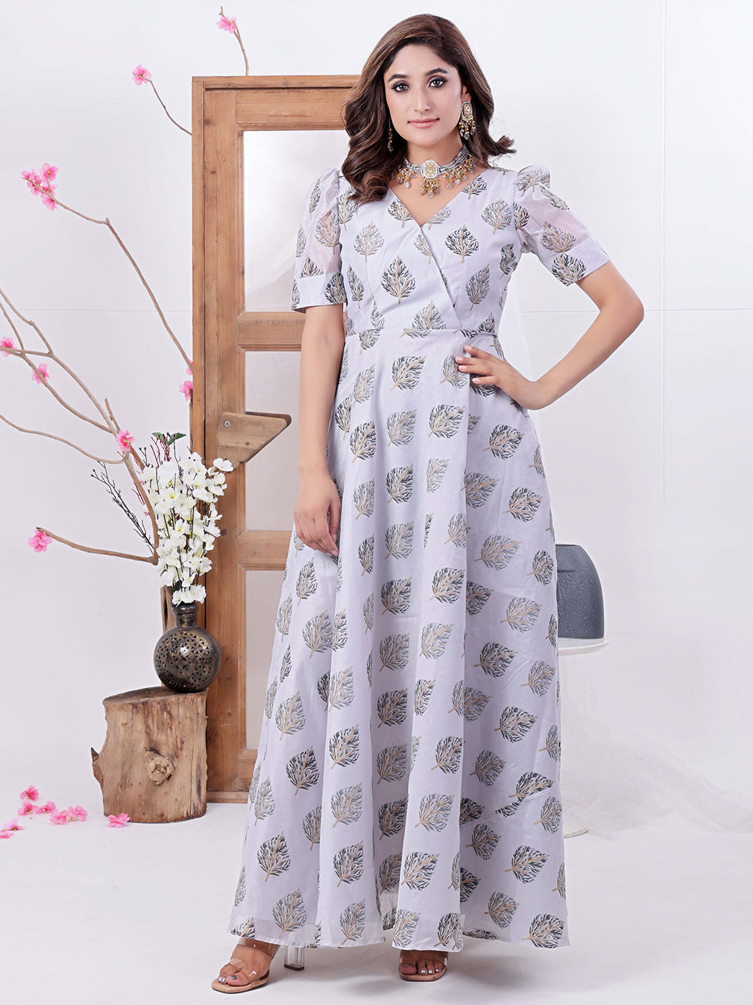 Lilac-Silk-Hint-Chanderi-Maxi-Dress