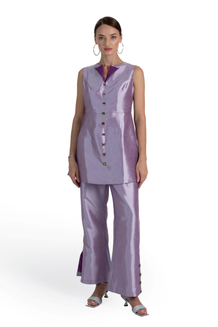Lilac Taffeta Kimaya Kurta & Pant Set