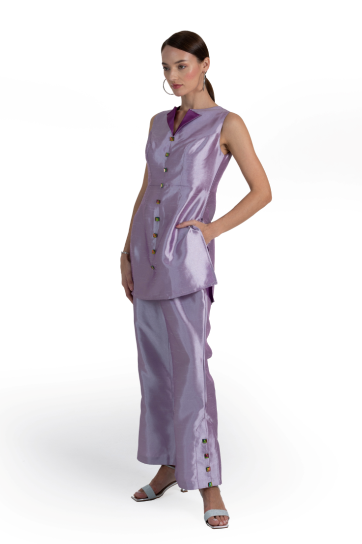 Lilac Taffeta Kimaya Kurta & Pant Set