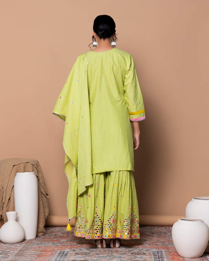 Lime Green Cotton Isha Kurta Set