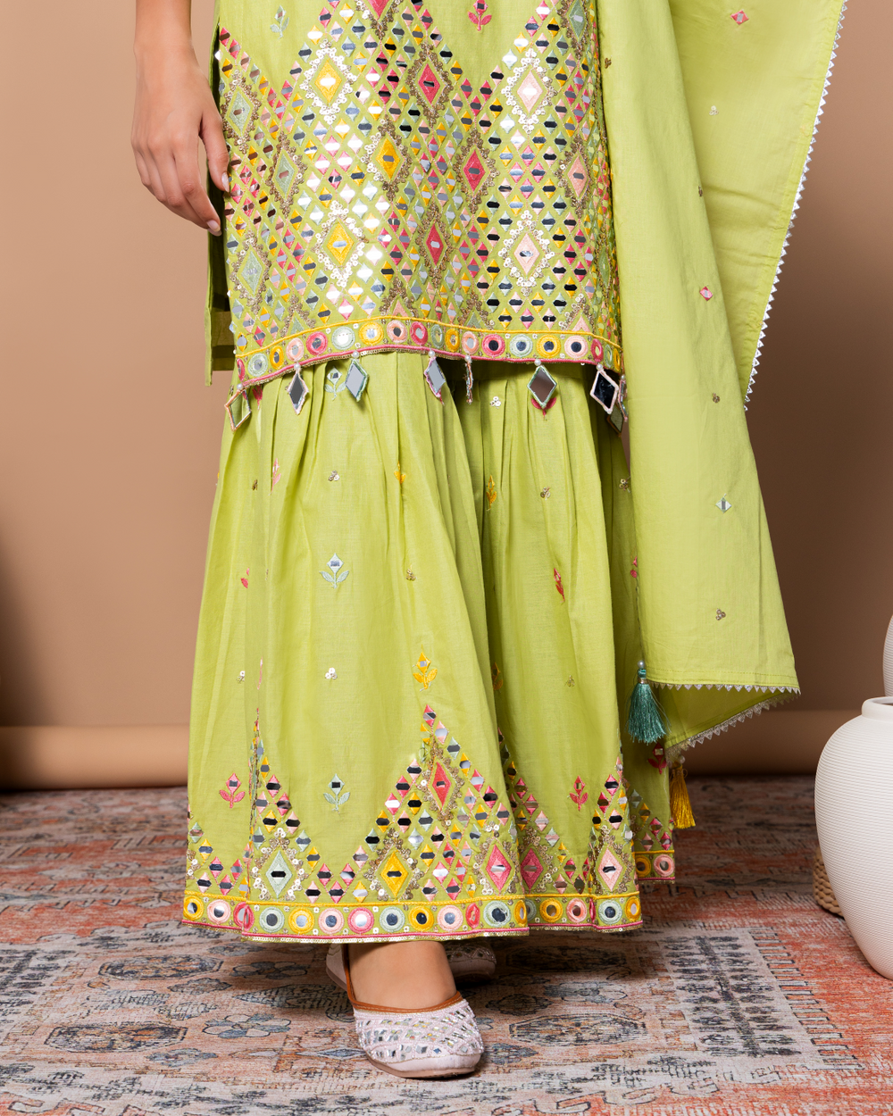 Lime Green Cotton Isha Kurta Set 