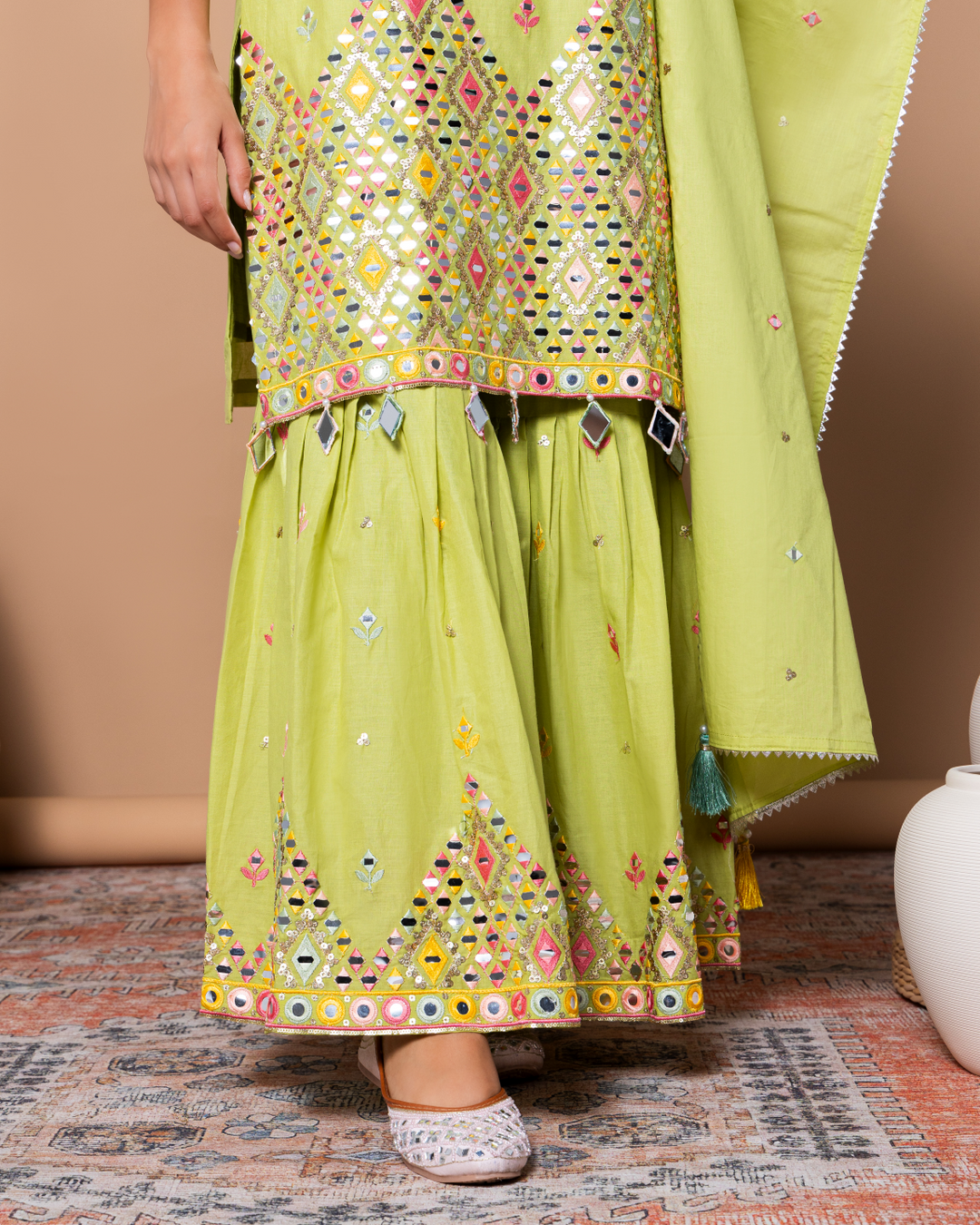 Lime Green Cotton Isha Kurta Set