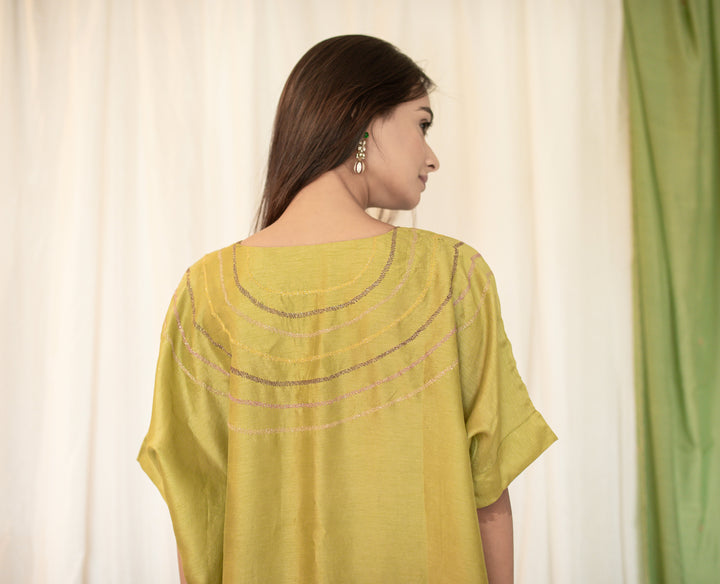 Lime-Green-Silk-Thread-&-Zari-Work-Co-Ord-Set