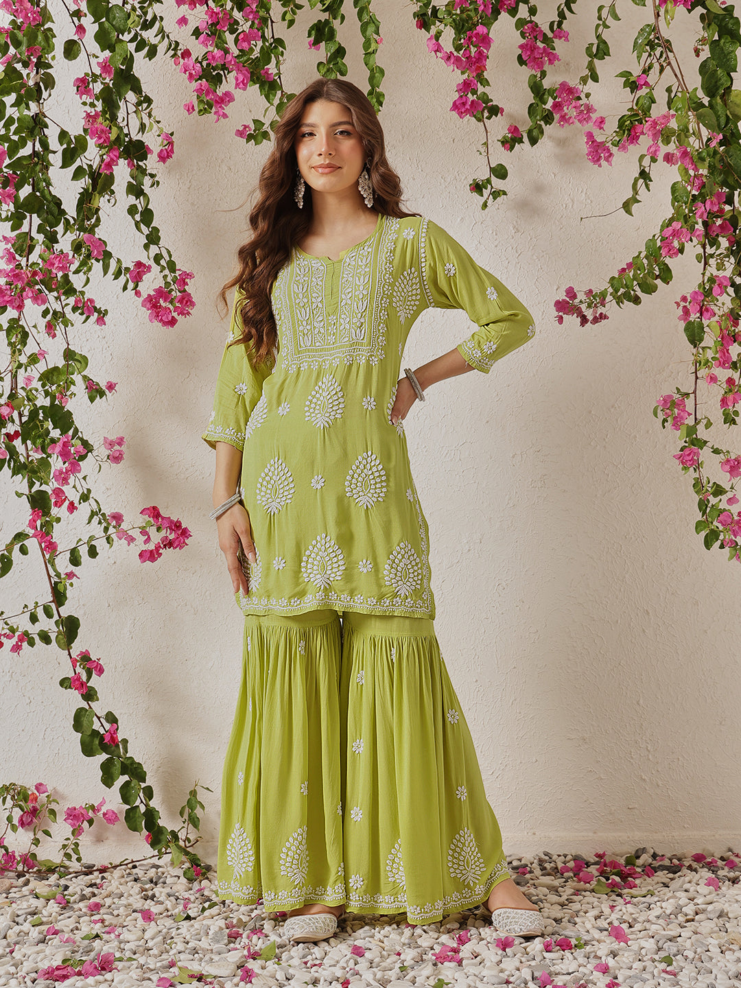 Liril-Green-Cotton-Blend-Ethnic-Motifs-2-Piece-Sharara-Set