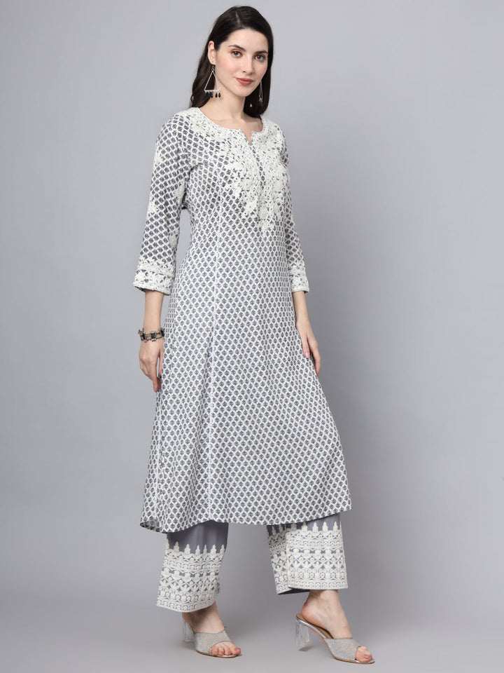 Grey-Rayon-Motif-Print-2-Piece-Kurta-Set