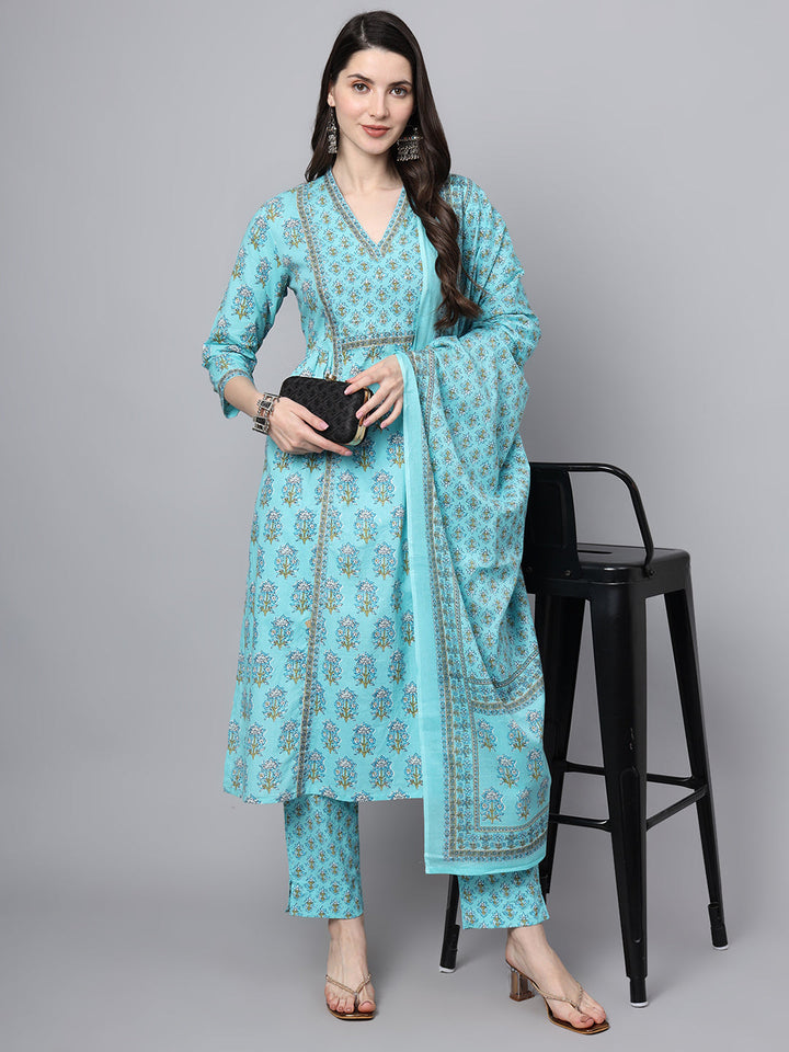 Sky-Blue-Cotton-Printed-Sequin-3-Piece-Kurta-Set
