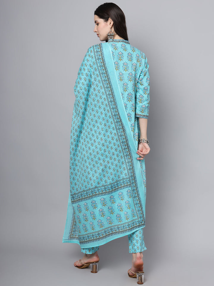 Sky-Blue-Cotton-Printed-Sequin-3-Piece-Kurta-Set