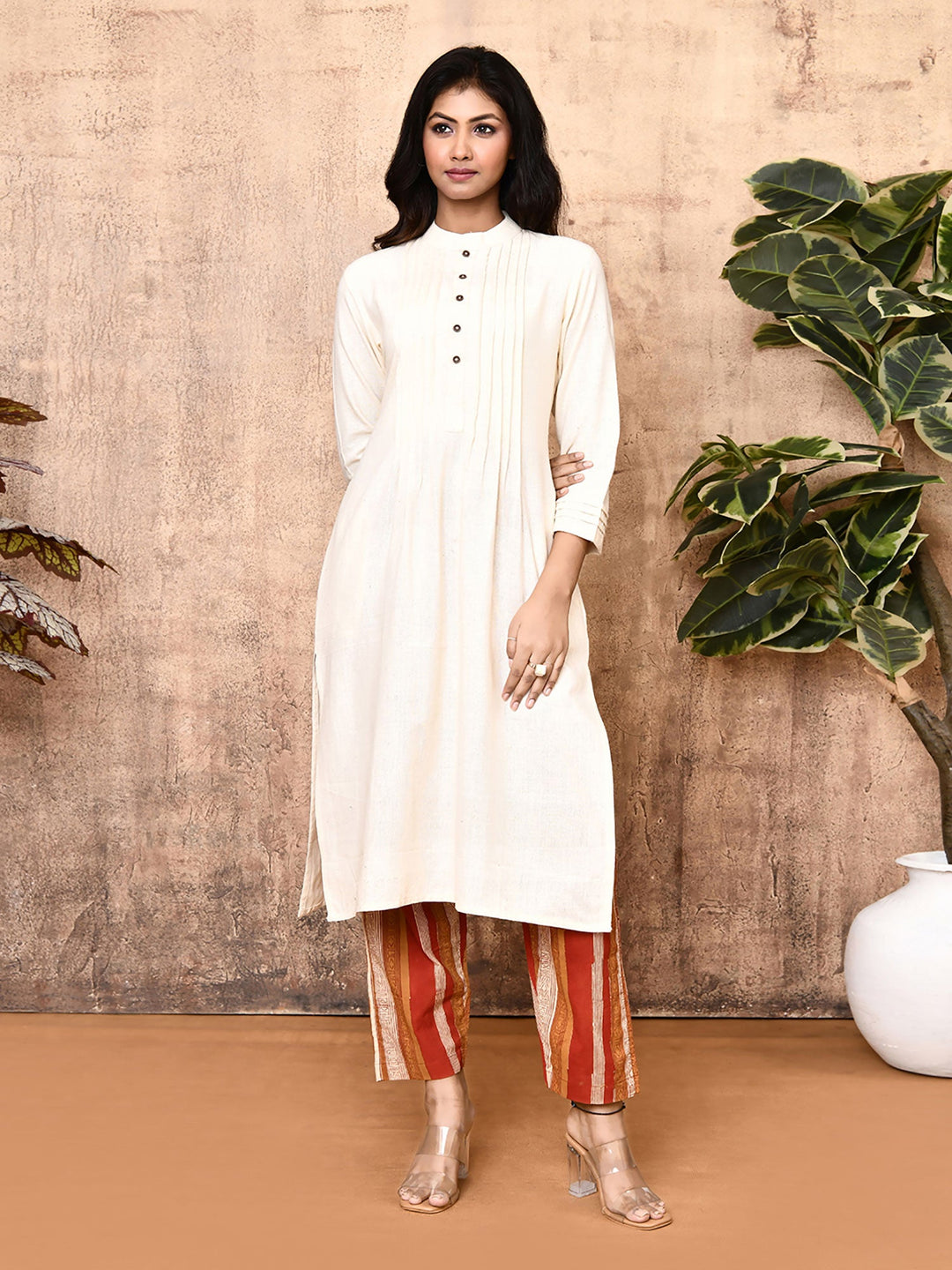 Luna-Off-White-Cotton-Handloom-2-Piece-Kurta-Set