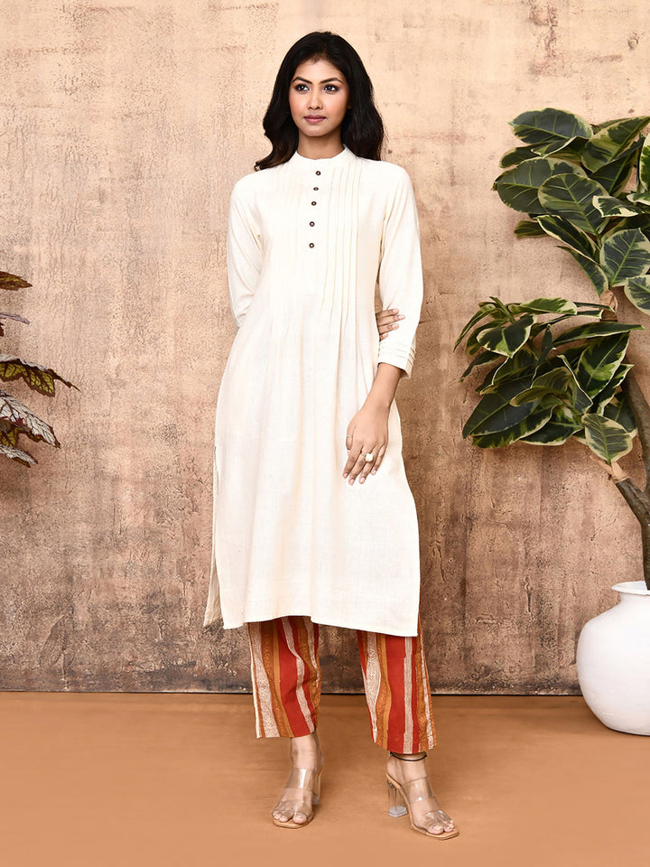 Luna-Off-White-Cotton-Handloom-2-Piece-Kurta-Set