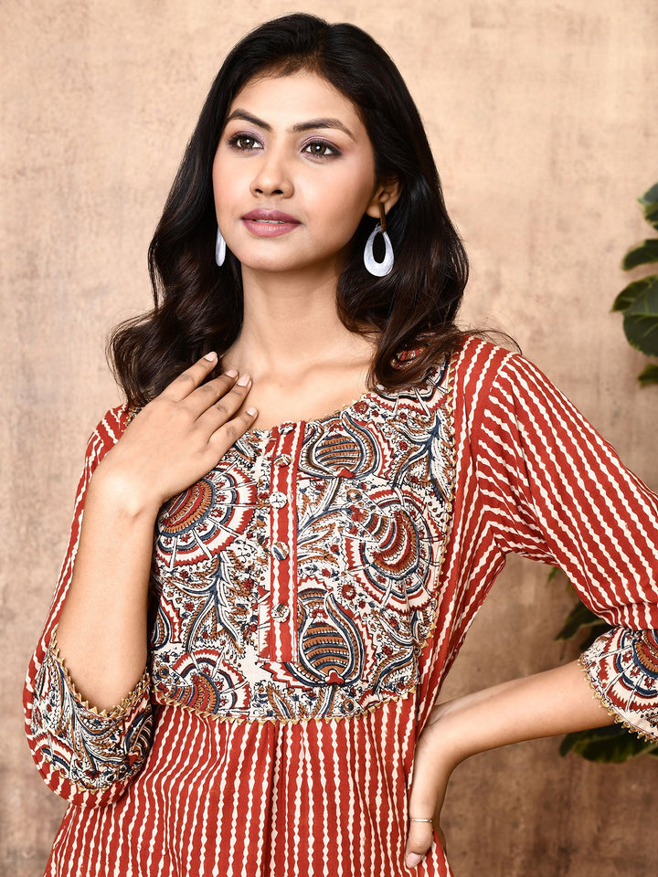 ZERESOUQ-Lyra-Red-Cotton-Bagru-Block-Print-2-Piece-Kurta-Set