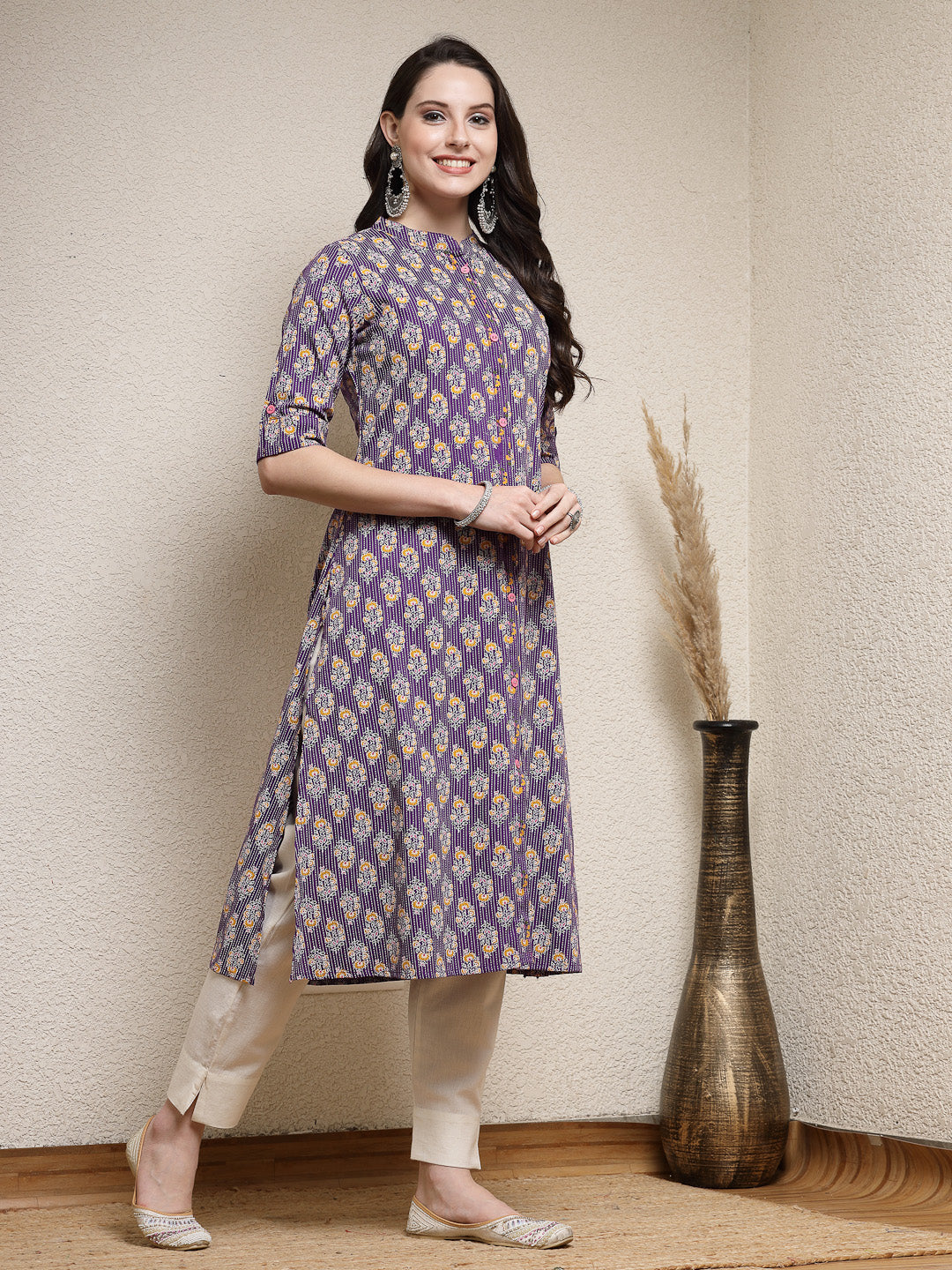 Purple-Rayon-Floral-Printed-A-Line-Kurta-Only